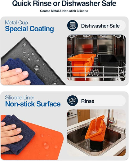 Drip Pan with Silicone Grease Cup Liners for Blackstone, Upgraded Silicone Grease Catcher, Reusable Grease Tray for Old 28" & 36" Blackstone Griddles