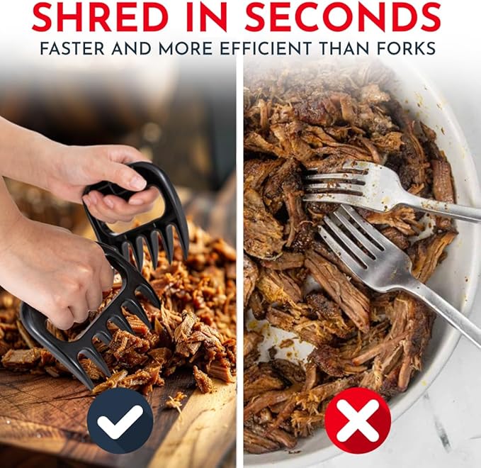 Meat Shredder Claws – Bear Claws Meat Shredder for Pulled Pork, Chicken and Beef, Heat Resistant Plastic Meat-Claws for Shredding, Ergonomic Grip, Dishwasher Safe BBQ Tool