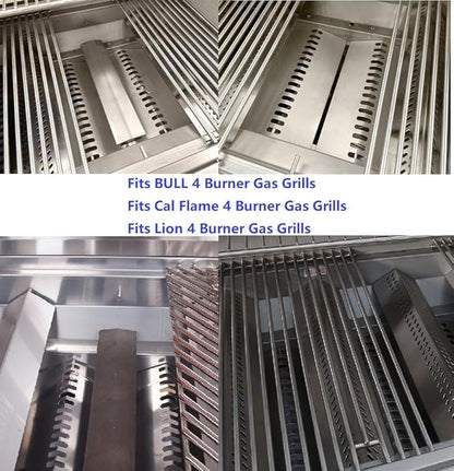 4pcs 16516 Stainless Steel Burners for Bull Grill Replacement Parts + 4pcs 16631 Flame Tamer Flavor Bar + 3pcs 16520 Heat Plate Shield Set,Fits for Bull, Lion, Cal Flame 4 Burner Gas Grills