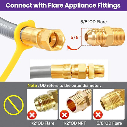 GasSaf 10FT 3/8" ID Natural Gas Hose, Natural Gas Grill Hose Conversion Kit Suitable for Weber Grills, Blackstone Griddles, Generator, Patio Heater (with Sealing Tape)