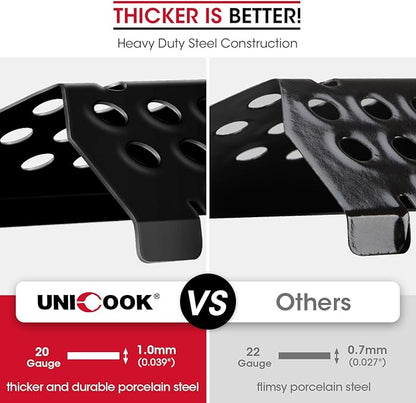 Unicook Grill Burner Covers for Nexgrill 720-0830H, 5 Burner 720-0888, 720-0888N, Gas Grill Replacement Parts Heat Plates, 14.6 Inch Flame Tamer, 4 Pack