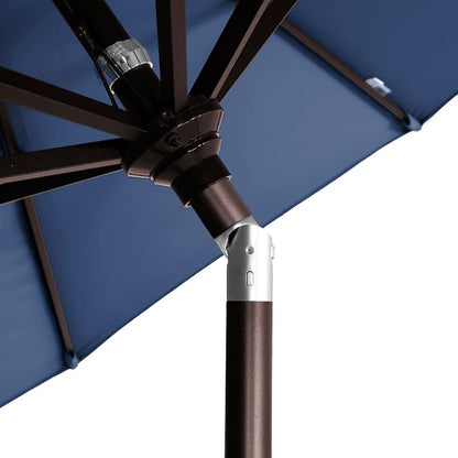 California Umbrella 12-Year-Non-Fading, 9Ft Premium Sunbrella Patio Umbrella, Hand-Crank, Button-Tilt, Bronze Frame, Navy Fabric