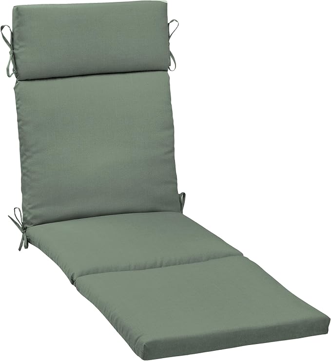 Arden earthFIBER Outdoor Chaise Cushion, 21 x 72, Rain-Proof, Fade Resistant, Cushion for Chaise Lounger Sage Green Texture