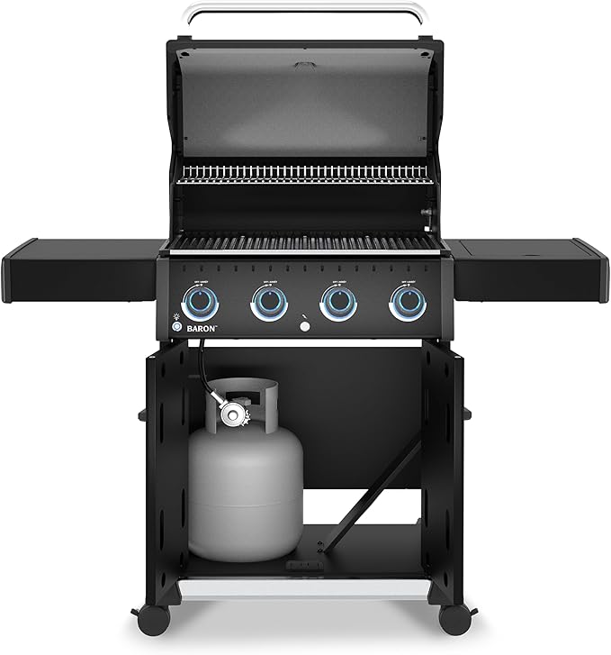 Broil King 674114 Baron 420 Pro Shadow 4-Burner Pellet Ready Propane Gas Grill in Black