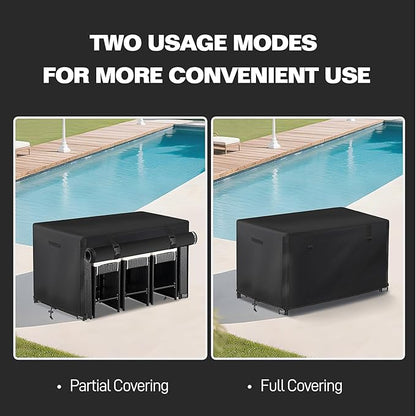 7 Piece Outdoor Bar Height Dining Set Cover with Split Zipper, Heavy Duty 600D Oxford Fabric Outdoor Bar Cover for 6 Person 60'' Long Outdoor Wicker Bar Height Dining Set, 60"L X 41"W X 41"H