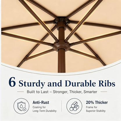 7.5ft Patio Umbrella, Outdoor Table Market Umbrella with Smooth Crank Lift, 6 Windproof Fiberglass Ribs, UPF50+ UV Protection for Deck, Pool, Garden and Backyard