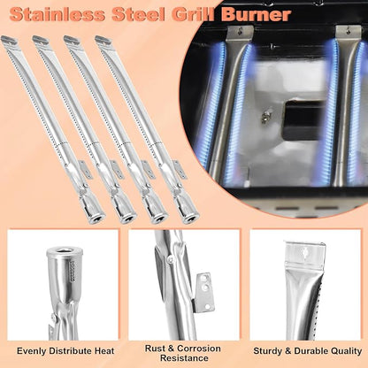 Grill Parts for Nexgrill 720-0830H 720-0830 720-0830D 720-0830T 730-0830MB 730-0830H Stainless Steel 17" Cooking Grates, Heat Plates, Burner Igniters Replacement Kit for Home Depot Nexgrill 4 Burner