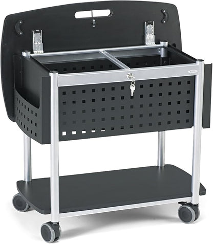 Safco Scoot Mobile File Cart with Work Surface, Fits Letter and Legal-Size Hanging Folders, Includes a Locking Lid & Key