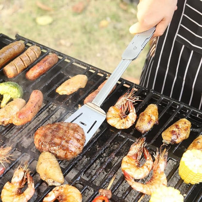 ROXON S601 14" 6 in 1 MBT3 Folding Grill Utensils Set Fork Spatula Grilling Knife Tongs Opener for Backyard Barbecue and Camping (Purple)