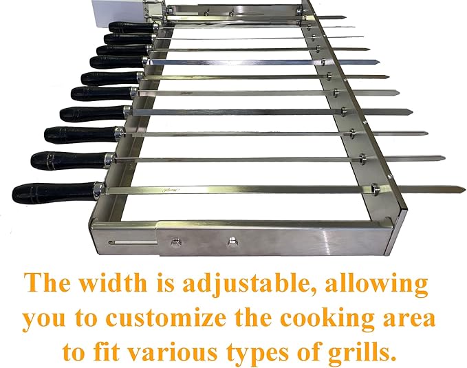 MangalGrills Portable Charcoal Stainless Steel Grill with Electric Motor Skewers Kit for Kebab Shashlik BBQ