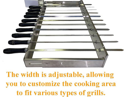 MangalGrills Portable Charcoal Stainless Steel Grill with Electric Motor Skewers Kit for Kebab Shashlik BBQ