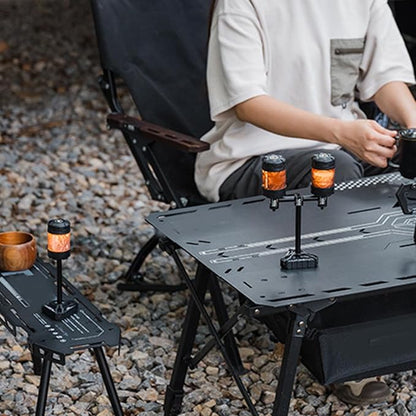 Fabater Camping Light Stand, Aluminum Alloy Expandable Lamp Holder, Triangle Base with Detachable Horizontal Bar for Outdoor, Picnic, Garden, BBQ