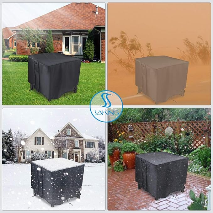 Saking Fire Pit Cover,32 Inch Square Firepit Covers Outdoor Gas Fireplace Fire Table Cover Fits for 28-32 Inch Propane Fire Pit Table – 32 x 32 x 24 Inches