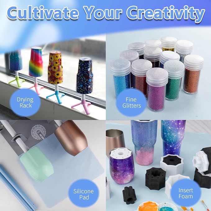 LFSUM 2 Double Cup Turner for Crafts, Tumbler Spinner Machine Kit, Glitter Epoxy Tumblers