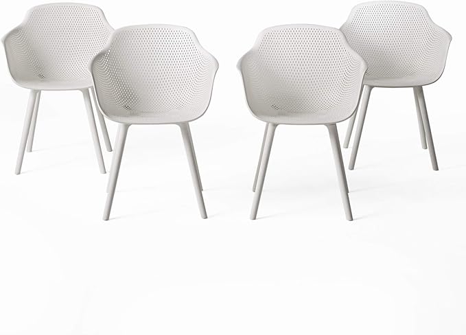 Christopher Knight Home Zachary Outdoor Modern Dining Chair (Set of 4), White