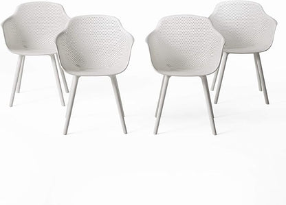Christopher Knight Home Zachary Outdoor Modern Dining Chair (Set of 4), White