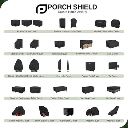 Porch Shield 50W x 24D x 46H inch Premium Gas Grill Cover Up to 48 inch, Waterproof and Fade Resistant 600D BBQ Covers for Weber, Brinkmann, Char-Broil and More, Black