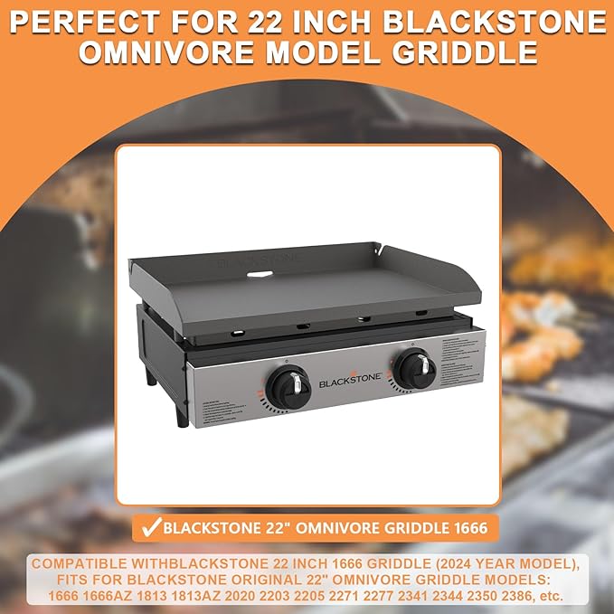 Upgrade Griddle Lid for Blackstone Omnivore 1666 22 Inch Tabletop Griddle(2024 Model),Grill Hard Cover w/Handle & Thermometer for Blackstone Hinged Lid 22" Omnivore Parts 2203 2304 2205 Flattop Cover