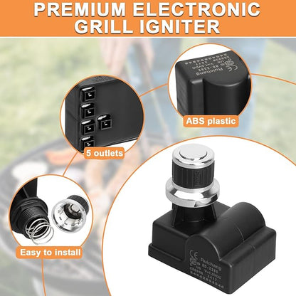 5 Outlet Pulse Igniter for Nexgrill Replacement Parts, Nexgrill Igniter DHL-128-5Q Nexgrill Grill Parts 720-0830X 720-0830H 720-0925P 720-0888S 720-0882A,Nexgrill 720-0958A 720-0830HR Tact Push Button