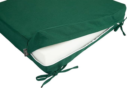 Magpie Fabrics Indoor Outdoor Cushion Cover Replacement 2 Pack, NO Insert! Water Repellent Slipcover with Ties Decor for Patio Garden Chair Sofa Bench Wicker(Dark Green, 24x22x4 Inch)