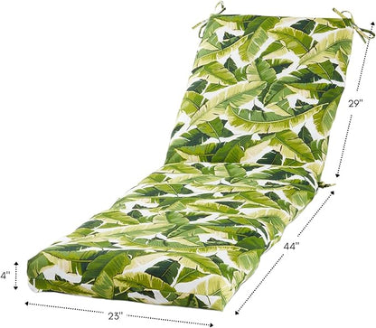 Outdoor Reversible Chaise Lounge Chair Cushion, Tropical White