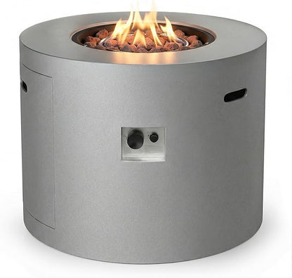 Kinger Home Loren 32-Inch Round Propane Fire Pit Table, Alloy Steel Outdoor Fire Pit with 50,000 BTUs, Includes a Burner lid, Lava Rocks and Weather Cover