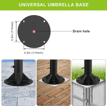 Dolibest Heavy Duty Deck Mount Umbrella Holder with Plastic Sleeve, Fully Welded Steel Patio Umbrella Base up to 2'' Poles, Outdoor Umbrella Stand for Patio Table, Balcony, Decks, Docks (Enhanced)