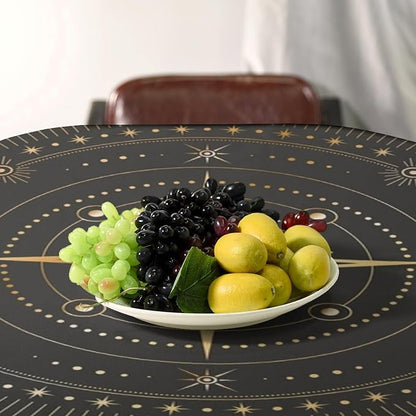 Vintage Tarot Moon Tablecloth Boho Mystical Crescent Moon Phases Star Galaxy Space Table Cloth Water Resistant Wipeable Table Cover for Picnic Party Holiday Kitchen Dinner Table 55"x55"