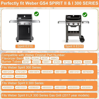 Grill Parts for Weber Spirit 2 Grill Parts GS4 Spirit II & I E310 E320 S310 S320, Replacement for Weber Spirit E-310 Flavorizer Bars 7636 67046,Burner Tube 67025 67103 69787,Crossover Tube 67279 69898