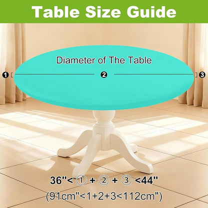 Smiry Round Spandex Tablecloth, Elastic Fitted Washable Tablecloths for 36"-44" Tables, Waterpoof Stretch Picnic Table Cover for Dining, Indoor and Outdoor, Aqua
