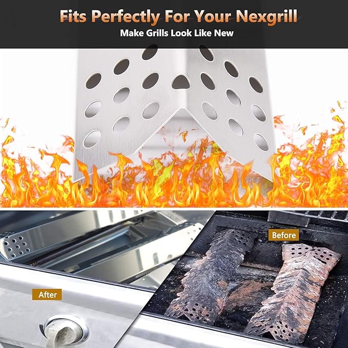 Criditpid Grill Heat Tent Plate Flame Tamer for Grillmaster 720-0697 720-0737, Nexgrill 720-0830H 720-0783E 720-0830A 720-0830D, Stainless Steel Burner Cover Replacement Parts for Nexgrill 720-0830H.