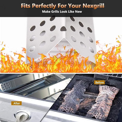 Criditpid Grill Heat Tent Plate Flame Tamer for Grillmaster 720-0697 720-0737, Nexgrill 720-0830H 720-0783E 720-0830A 720-0830D, Stainless Steel Burner Cover Replacement Parts for Nexgrill 720-0830H.