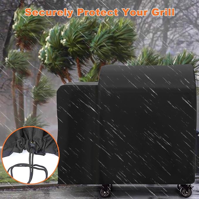 Grill Cover for Deck Boss 590 & RT-590 Wood Pellet Grill, Heavy Duty Waterproof UV Resistant Offset Smoker Cover for Rec Tec RT-590 Grill, Outdoor BBQ Cover