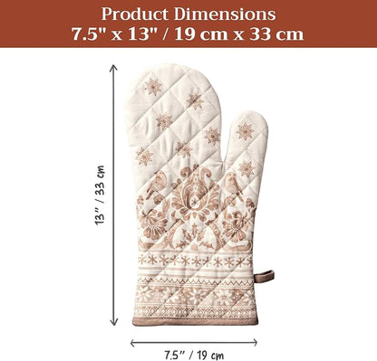 Maison d'Hermine Oven Gloves 100% Cotton Oven Mitt (7" x 13", Pack of 1) | With Loop Heat Resistant BBQ Cooking Gloves Baking Kitchen Handling Hot Pans Thanksgiving Christmas - Allure