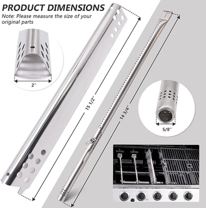 Criditpid Grill Replacement Parts for Charbroil Performance 2-Burner 463645015 463672416 463633316 463672419 463672016 Gas Grill,G466-2500-W1 Burner, G361-0003-W1,Heat Plates