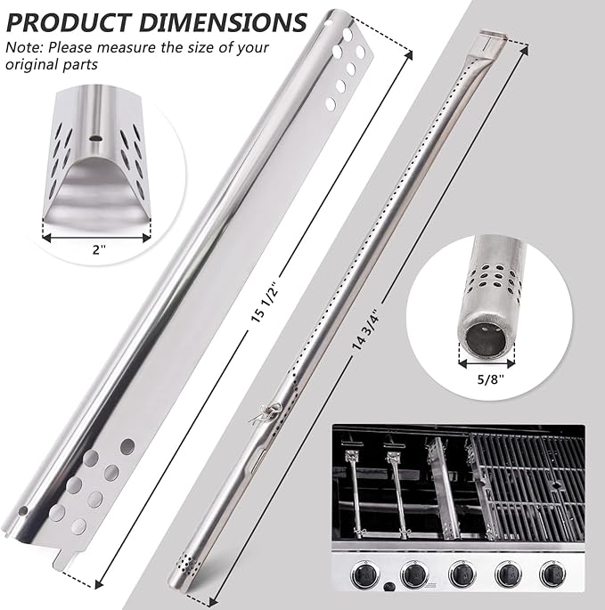 Criditpid Grill Replacement Parts for Charbroil Performance 3-Burner 463371719 463371316 463370719 463371116 463274016 463336016 Gas Grill,G466-2500-W1 Burner, G361-0003-W1,Heat Plates