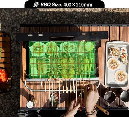 Portable Charcoal Grill Foldable Notebook BBQ Easy Portability for Outdoor Barbecues Camping Traveling Picnics Garden Beach Party Black