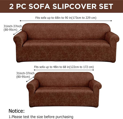 Peryiter 2 Pcs Couch and Loveseat Sofa Covers,Dark Brown,Tech | Armchair Covers for Living Room, Sofa Cushion Slipcover 2/3 Seater, Furniture Protector, Polyester and Spandex, Washable