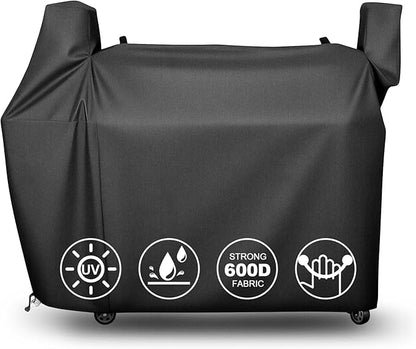 QuliMetal Grill Cover for Rectec DualFire 1200 Wood Pellet Smoker Grill - 600D Heavy-Duty Waterproof, UV and Fade Resistant Grills Cover for Rec Tec DualFire RT-1200 Grill Cover Accessories