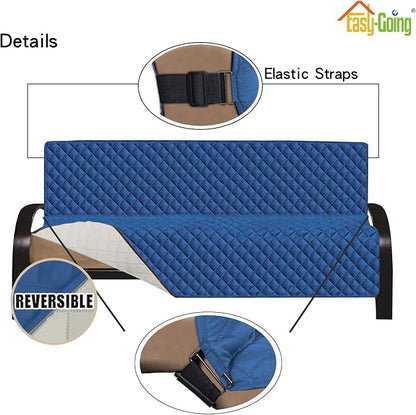 Easy-Going Reversible Couch Cover, Large Futon Sofa, Blue/Ivory | Machine Washable Slipcover For Dogs, Water Resistant Furniture Mat For Living Room, Non-Slip Sofa Cover, Pet Friendly