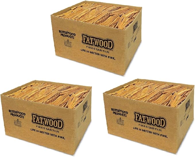 Better Wood Products 3 Pack Fatwood Fire Starter Sticks, Fireplace & Camping, 25 Lbs