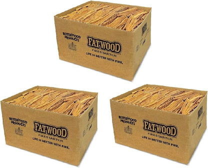 Better Wood Products 3 Pack Fatwood Fire Starter Sticks, Fireplace & Camping, 25 Lbs
