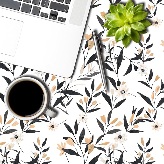 Floral Round Tablecloth Black and Yellow Leaves Flowers Circle Table Cloth Perfect for Spring Home Decor 70 Inch Botanical Waterproof Resistant Circle Table Cover for Kitchen Dining Room