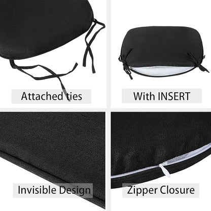Outdoor Chair Cushions Set of 2,Patio Seat Cushion 17"x16"x2",U-Shaped Dining Chair Cushion 17 by 16 Inch,Water Resistant,Fade-Resistant Chair Pads for Kitchen Garden Furniture(Black)