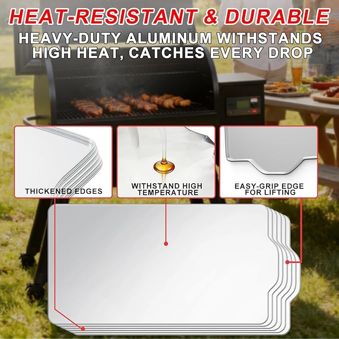 6 Packs BAC520 Drip Tray Liners for Traeger Pro 780 Pellet Smoker Grill, Heat-Resistant Foil Liners for Traeger Pro 780 Grill Accessories, Aluminum Tray for Catching Grease 27" x 15 3/8 "