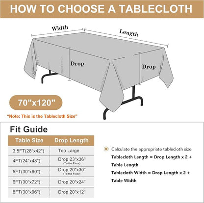 sancua Rectangle Tablecloth - 70 x 120 Inch - Stain and Wrinkle Resistant Washable Polyester Table Cloth, Decorative Fabric Table Cover for Dining Tables, Buffet Parties and Camping, Light Grey