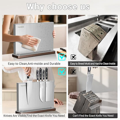 4PSC Knife Block Set With Magnetic Knife Block Holder, Ultra-Sharp Japanese Kitchen Knife Set, High-carbon Steel Chef Knife Sets With Full Tang Handle Design