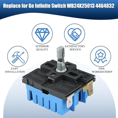 WB24X25013 Electric Range Infinite Control Switch Replace for GE, WB24X25013 Surface Element Control Switch, for 191d4774p005,Ap5999509,4464832,PS11729102,Suitable for GE Appliances