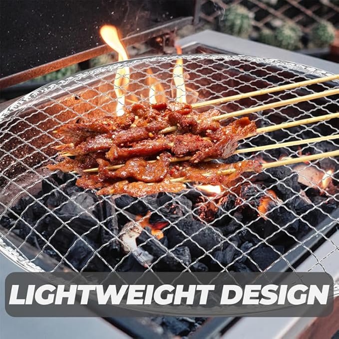 Kichvoe 13 Inch Disposable Round Bbq Grill Net Non-Stick Mesh Cooking Grate for Outdoor Camping Fire Pit Grilling Meat Vegetables Fish Skewers