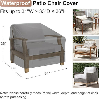 Mrrihand Patio Chair Covers Waterproof, Lounge Deep Seat Cover, Heavy Duty Outdoor Lawn Patio Furniture Covers (31" W x 33" D x 36" H - 2 Pack)